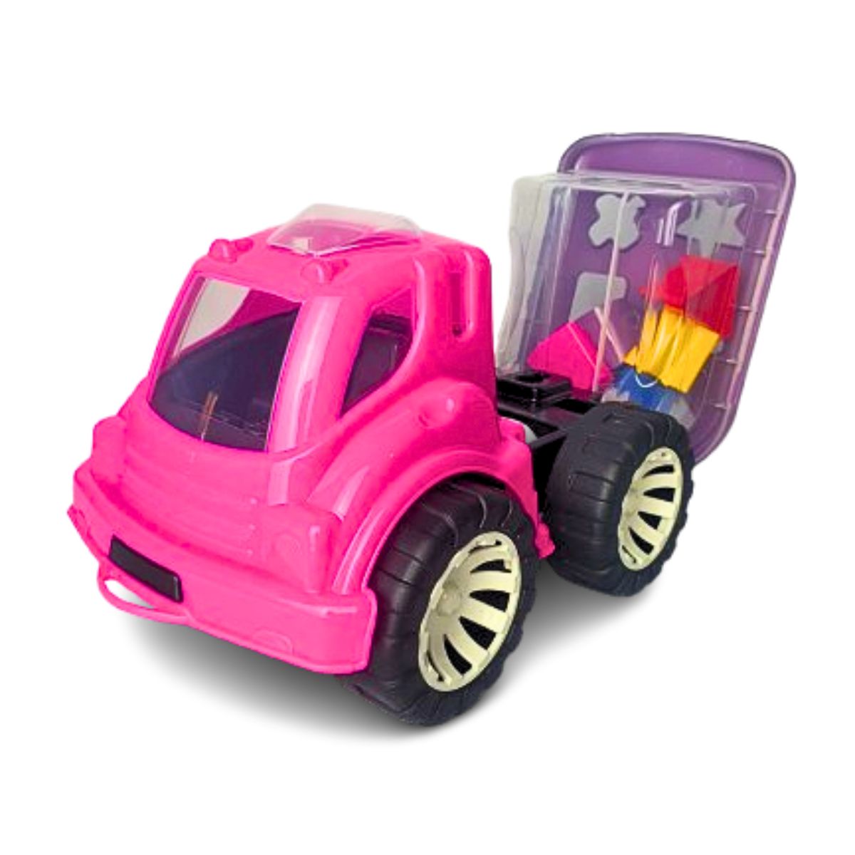 Brinquedo Caminhão Didático Rosa Com Roxo - Smiling Kids Brinquedo Caminhão Didático Rosa Com Roxo - Smiling Kids